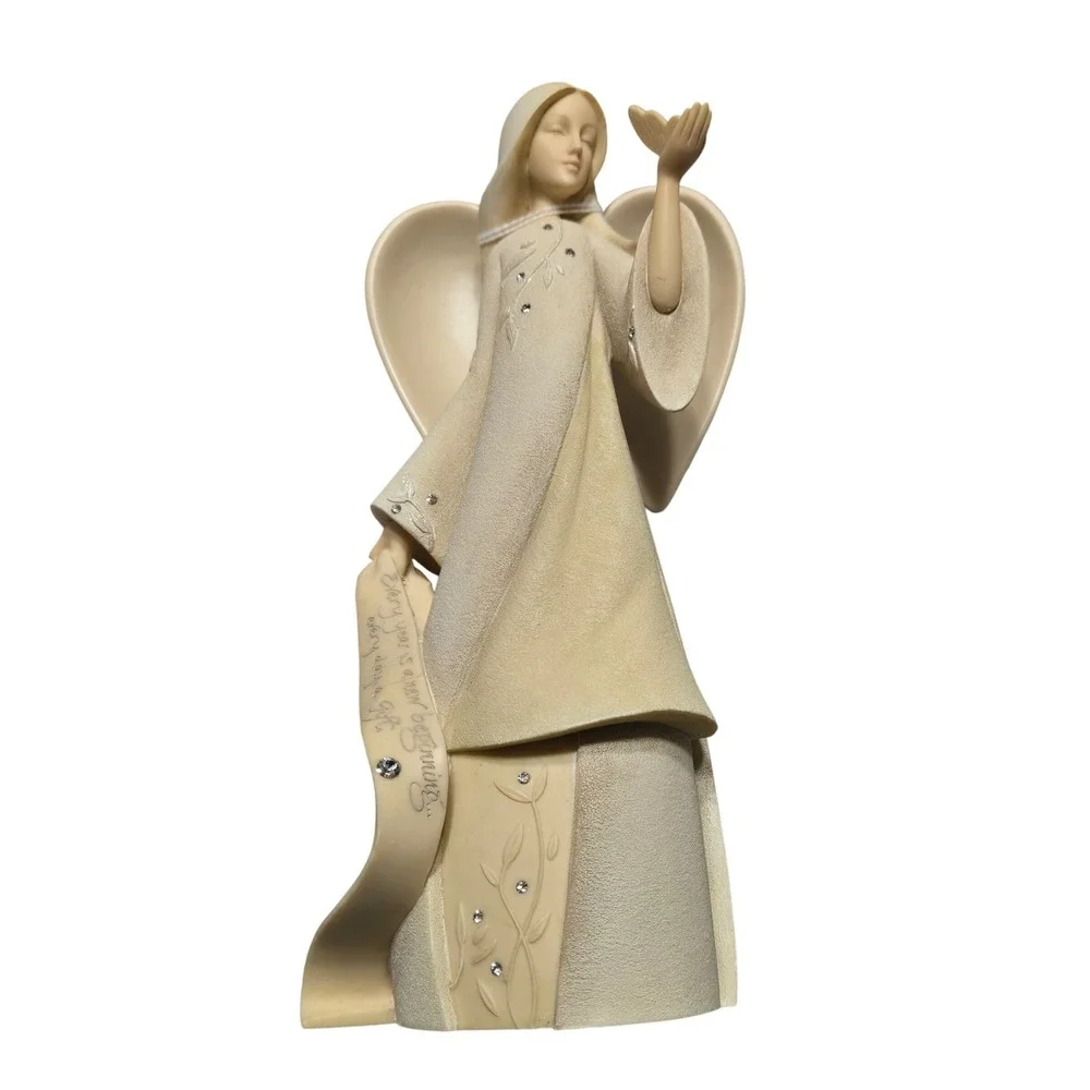 Enesco Foundations Angel Figurine Rhinestone Accent Beige Resin‎ 2009
